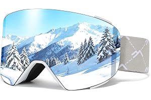 VCOROS Occhiali da Sci con Magnetico Lenti Intercambiabili,YH693C Maschera da Sci OTG per Unisex Anti-UV400 Anti Nebbia Antipolvere Antivento Occhiali da Neve per Ski