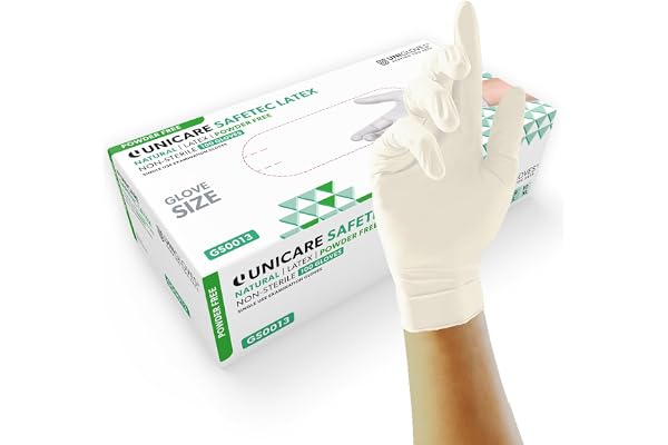 Unigloves UCLPF1204 stora latex pulverfria handskar (låda med 100)