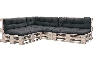 KATEX COLLECTION Katex Palettenkissen Indoor/Outdoor Sofa Pallet Comfort Outdoor Schmutz- und Wasserabweisende Palettenauflage Pallet Pad Sitzkissen für Europaletten (Palettenkissen 8-teiliges Set, Anthracite)