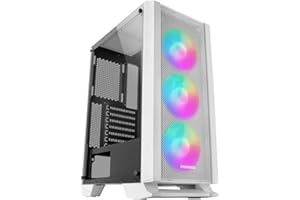 Mars Gaming MCCW, Boîtier PC ATX, Panneau Avant Metal-Mesh, Verre Trempé, 3 Ventilateurs Frontaux FRGB 120mm, Blanc