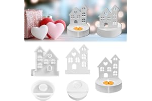 ‎TREABEAR TREABEAR 2Pcs Silikonform Häuser mit Rundem Sockel, Gießform Haus, Silikonform Einschieber, Silikon Gießform Kerzenhalter, Silikonformen Gießformen Häuser, silikonform weihnachten