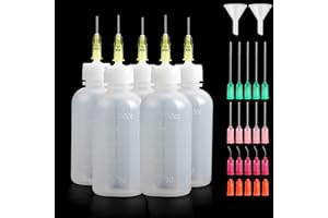 Rybtd 5 PCS Needle Bottle Applicator 50ml Precision Needle Tip Glue Bottle，Precision Tip Applicator Bottles，Squeeze Bottle with Fine Tip for Liquid, Glue Oil, Acrylic Paint