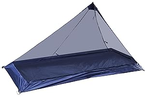 Onewind Namiot kempingowy wewnątrz z 1 punktem ciągnięcia, ultralekka, niewidoczna, oddychająca siatka na komary z dwustronnym zamkiem błyskawicznym na kemping i wędrówki, czarna