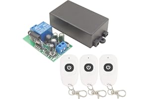 DieseRC Interruptor de Control Remoto de luz de radiofrecuencia, 433 MHz RF inalámbrico AC 220V 240V 1500 W Receptor de relé con transmisor, Modo de Palanca Encender/Apagar lámpara