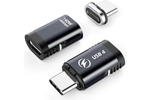 140 W magnetischer USB-C-Adapter, 2er-Pack, gerader USB 4-Magnetanschluss, 40 Gbit/s, unterstützt 8 K bei 60 Hz, Videoanzeige für Thunderboard 4/3, MacBook Pro/Air und weitere Typ-C-Geräte (grau)