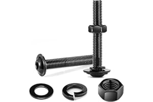 10Pcs M5 x 40mm Bolt Flanged Button Head Socket Cap Bolt Screws, Black Oxide 304 Stainless Steel Nuts and Bolts, Allen Screws, Flat & Lock Washers, Nuts and Bolts Assortment Kit by Wavanta