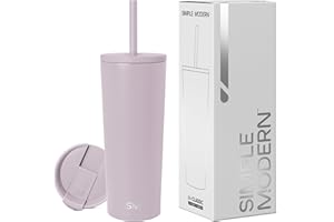 Simple Modern Vaso Termico con Pajita y Tapa | Taza Termica Café para Llevar Botella Agua de Acero Inoxidable | Regalos para Mujeres & Hombres | Classic | 710ml | Lavender Mist