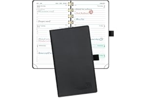 POPRUN Pocket Diary 2024 Week to View 16.5 x 9 cm Spiral Bound Soft Cover, Slim 24 Small Weekly Planner with Work Appointment, Card Slot, 100GSM FSC® Paper - Black