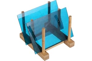 PATIKIL 4 x 6 Inch Transparent Stained Glass Sheets, 2 Sheets Art Mosaic Glass Variety Pack Tiles for Crafts Art Projects Supplies, Peacock Blue