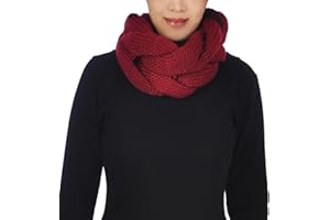 Basic Sense Chunky Knit Twisted Snood Scarf for Women, Thick Warm Winter Neck Warmer, Cowl Gift