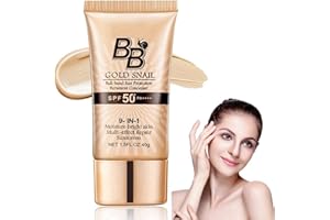 UJOOGBU BB Cream Light,Tinted Moisturiser Face Women,BB Cream Tinted,Color Correcting Cream,BB Cream Foundation Cover Blemishes,Tinted Spf50+ Face Moisturiser,Hydrating Gold Snail Sunscreen for All Skin Types