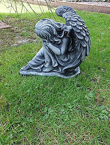 Steinfigur Engel Angel Gartenfigur Grabengel Skulptur Grabschmuck Frostfrei massiver Steinguss - 5