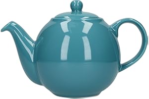 London Pottery Globe Teapot with Strainer, Ceramic, Aqua, 4 Cup Capacity (900 ml)