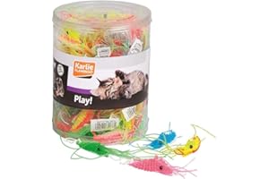 KARLIE FLAMINGO - Jouet Crevette Plastique pour Chat Lot De 3