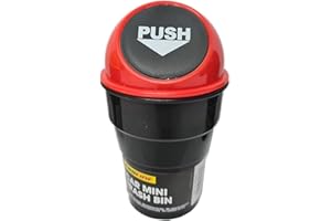 Malabsy Car Mini Trash Can with Lid Garbage Dust Rubbish Bin Universal Fits Cup Holder in Console or Door (Red)