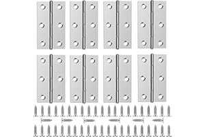 OUOQI 8 Pcs Bisagra de Puerta de Acero Inoxidable con 48 Pcs de Tornillos, Tope Plegables para cajas de madera armario
