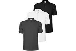 ALPIDEX Set da 3 Polo Uomo Manica Corta Cotone Maglietta Camicia Casual Tinta Unita S M L XL XXL 3XL 4XL 5XL