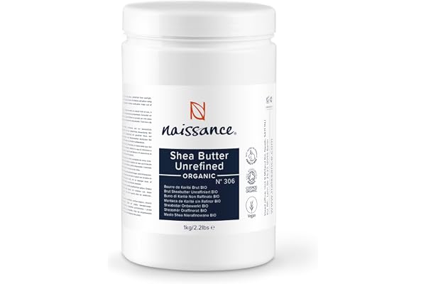 Naissance Beurre de Karité Brut BIO d'Afrique (No. 306) 1kg - Non Raffiné, Solide - pour Cheveux Sec ou Afro, Corps, Visage - Pur, Végan, Naturel et Certifié BIO