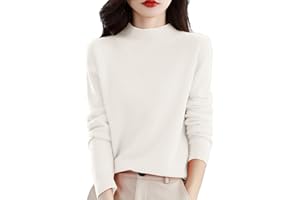 GENERIC Cashmere Jumpers Ladies Women's Semi Turtleneck Sweater Long Sleeve Solid Color Pullover with A Base Shirt Autumn and Winter Warm Loose Sweater Jumpers for Women UK