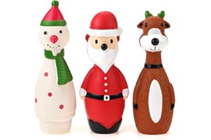 CHIWAVA 3 Pack Small Christmas Dog Toys for Interactive Dogs Latex Squeaky Santa Toy