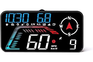 AMHVMU Pantalla frontal G12, esppodómetro de coche, velocímetro inteligente GPS con soporte de ventosa, USB Plug & Play, apto para todos los modelos de vehículos