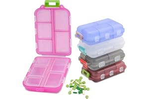 TNSLAND Portapillole 7 giorni, confezione da 5 portapillole portatile 7 giorni, portapillole piccolo 10 scomparti, portapillole per medicinali, organizer per pillole, organizer per viaggi e giornalieri