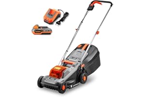 FUXTEC 20 V Akku-Rasenmäher FX-E1RM20-ECO-SET inkl. Akku + Ladegerät, Rasenmäher für kleine bis mittlere Gärten, Schnittbreite 30 cm, 30L Grasfangkorb, Schnitthöhe 30-70 mm