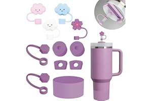 Frundoo Stanley Cup Accessori Set comprende 6 coperchi per cannucce in silicone, 2 tappi per cannucce, 2 tappi rotondi, 1 copertura in silicone per tazze Stanley da 1,2 L e 850 ml -Prodotti brevettati