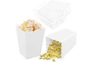 Daelesr 50 Pièces Boîtes à Popcorn, 5,5x7,5x10,7 cm Petites Cornet Pop Corn, Sacs de Pop-Corn en Papier, Conteneur de Bonbons en Carton pour Mariages Carnaval Fêtes Cinéma Noël D'anniversaire (Blanc)