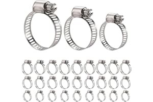 WHYCNJL 30 sztuk Zacisk węża ze stali nierdzewnej 304 metalowe opaski zaciskowe regulowane opaski zaciskowe nadają się do rur gazowych wodnych zbiorników samochodowych 10-16 mm 13-19 mm 16-25 mm