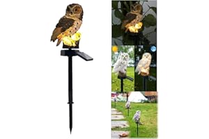 ALLOMN Lámpara solar para césped, lámpara solar para decoración de jardín, impermeable, para camino, césped, patio, jardín, diseño de búho (gris)