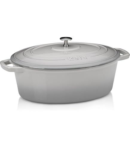 Tefal Air, Cocotte en fonte ovale 30cm, Cocotte légère en fonte d'aluminium, Nettoyage facile, Revêtement en céramique sûr, Couvercle de condensation, Compatible four, Induction E2708904