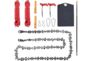 GHOPY Scie à chaîne manuelle de 133 cm, tronçonneuse manuelle tranchante avec 68 dents, corde de poche pliable pour le jardinage, le camping, le matériel de survie