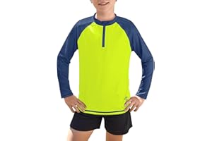 BesserBay Jungen Langarm Stehkragen UV Shirt 1/4 Zip Rash Guard UPF 50+ Kinder 110-150