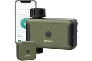‎DIIVOO Diivoo Bewässerungscomputer WLAN, Bewässerungsuhr mit Zeitschaltuhr & Alexa & Smart APP, Automatische Bewässerung Zeitschaltuhr mit Regenverzögertem/Manuellem & Automatischem Modus für Rasen Garten