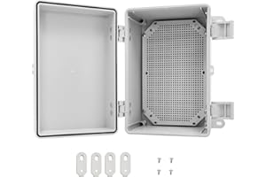 Simmpatuu Caja Estanca IP54,Caja Cubierta con Bisagras Pestillo de Acero Inoxidable Caja de Caja eléctrica,Incluye Placa de Montaje y Soporte de Pared,Caja de Plástico ABS/300x200x170MM