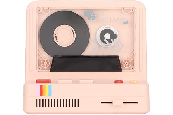 Lecteur de Cassette Audio Bluetooth pour Voiture, Haut-Parleur de Cassette Portable, Son Stéréo, Lecteur de Bande Musicale Multifonction avec Veilleuse Rythmique Aromathérapie (Rose)