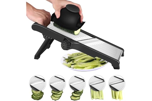 Mandoline Cuisine Coupe Legume Multifonctions - Decoupe Legumes Manuel Professionnelle Cuisine, Réglable en Acier Inoxydable, Réalisez des Tranches Épaisses de 1 à 9 mm