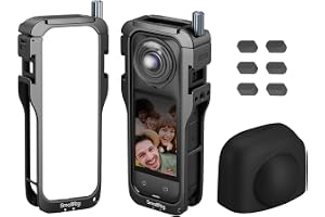SMALLRIG Cage for Insta360 x5 Accessories, Aluminum Alloy Protective Case | For Insta360 x5 with Quick Release, Built-in Cold Shoe Mounts & 1/4" Threads, with Silicone Lens Guard Cap - 5195
