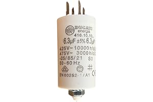 LORTECH Motorkondensator, 6,3 UF ± 5 % / 450 V + GRD Ø32 x 55 m