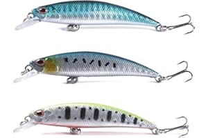 BLACKWATER 3 Pack Pike Chub Salmon Sea Trout Fishing Lure Hard Swim bait Minnow Bass Jig Crank Realistic Topwater Trebble Hooks Saltwater Freshwater Hard Slow Sink Sinking Diving Dive Shallow Trawling Predator