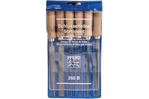 PFERD Schlüsselfeilen-Set 265 B in Kunststofftasche, 6 Feilen, 100mm, mit Holzheften, 11706100 - für eine große Bandbreite von filigranen und leichten Feilaufgaben geeignet