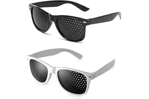 BFUZXY 2 Pièces Lunettes Sténopéïques, Lunettes à Trous Sténopéïques, lunettes à Grille Optique pour Repos des Yeux et Réduction de la Fatigue, lunette Sténopé pour Lecture et Relaxation