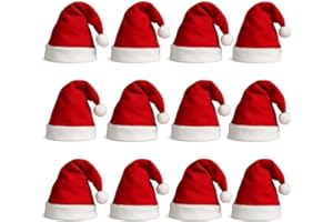 HENBRANDT Packs of 12 Christmas Santa Hats - Classic Red Festive Party Costume Accessory for Adults Office Parties Xmas Celebrations Event Fancy Dress Bulk Novelty Hats for Men and Women