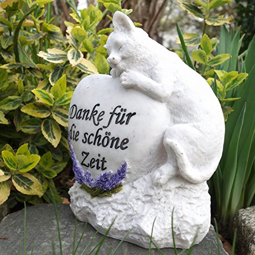 Gedenkstein Katze als Tiergrabstein mit Spruch. Breite 14cm. 1 Stück - 3
