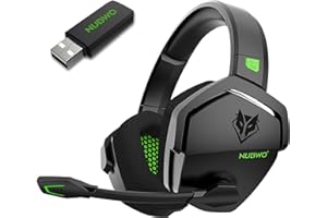 NUBWO G06 Double Casque Gaming sans Fil avec Microphone pour PS5, PS4, PC, NS, Mobile: 2,4 GHz Wireless + 5,3 Bluetooth - Batterie de 100 Heures - Pilotes de 50mm - Vert