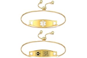 Theluckytag Upgraded Medical Bracelets Men Women with QR Code Medical Alert ID Bracelets - Titanium Steel Wristband Fits Wrists Up 8''-10''- More Space Custom Emergency Medical ID Info