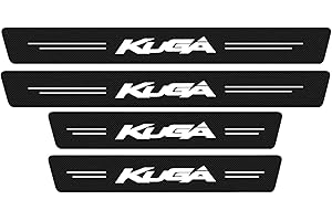 SYMILOV 4pcs Plaques de Protection de Seuil de Porte de Voiture pour Fo-RD Kuga 1 2 3, Accessoires Décoration Autocollant Anti-Rayures de Plinthes Auto en Fibre de Carbone,Black