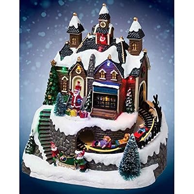 Eminza Village de Noël lumineux Atelier et train de Noël lumineux