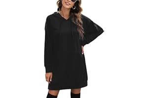 Migcaput Robe Sweat Femme Sweat Long à Capuche Hiver Sweat à Capuche Long Robe Pull avec Poche Robes Casual Robe Sweat
